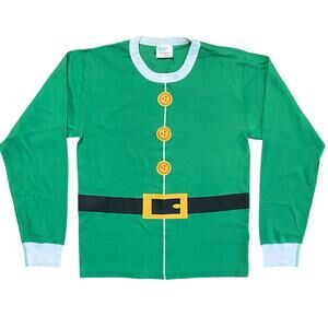 Hanna Andersson Pajama Top Unisex Adult Sz S Green Elf Design